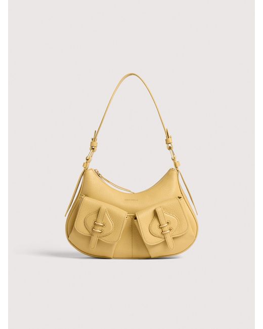 Coccinelle Metallic Grained Leather Shoulder Bag Mavery Pocket Small