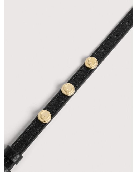Coccinelle Black Grained Leather Bracelet C-Me Studs