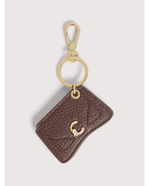 Coccinelle Natural Grained Leather Key Ring C-Me