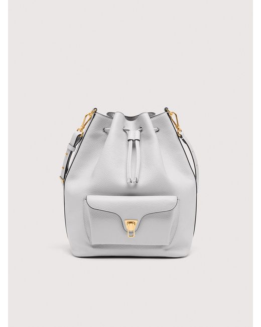 Coccinelle Gray Beuteltasche Aus Genarbtem Leder Beat Generation Large