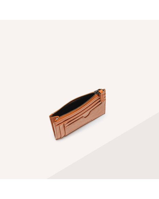 Coccinelle Brown Grained Leather Card Holder Smart To Go