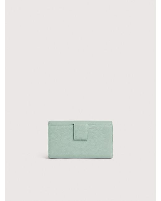Coccinelle Green Large Grainy Leather Purse Metallic Large