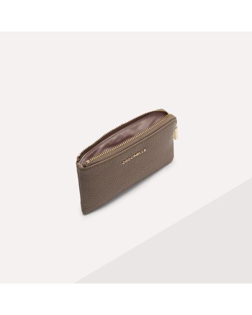 Coccinelle Brown Geldbörse aus genarbtem Leder Metallic Soft