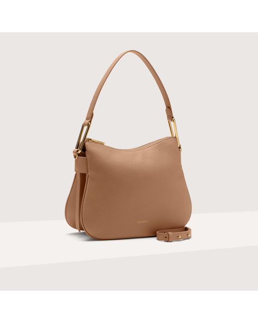 Coccinelle Brown Grained Leather Shoulder Bag Magie Soft Small