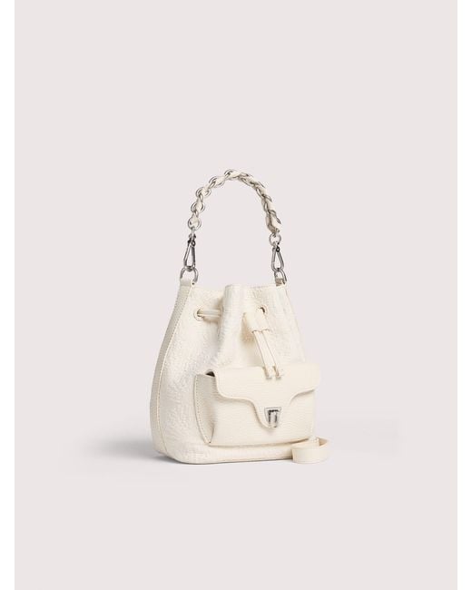 Coccinelle Natural Shells Textured Fabric Bucket Bag Beat Generation Small