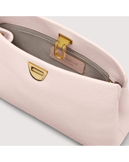 Coccinelle Pink Grained Leather Clutch Bag Beat Clutch Small