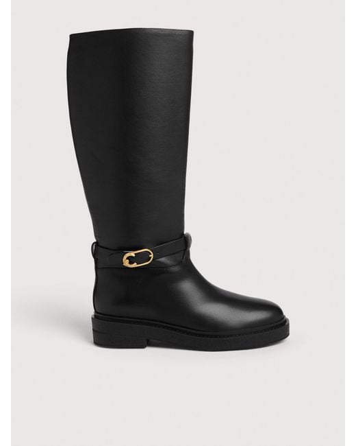 Coccinelle Black Vintage-Effect Leather Ankle Boots C-Saddle