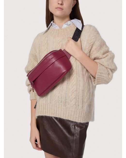Coccinelle Black Grained Leather Waist Bag Smart To Go Medium