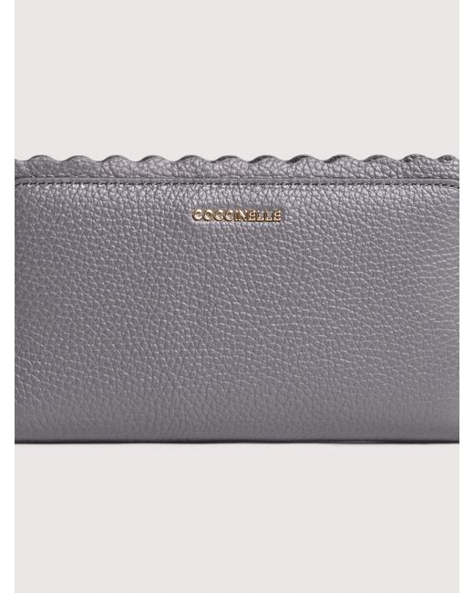 Coccinelle White Grained Leather Wallet Leather Lace Large
