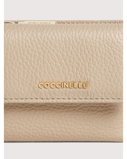 Coccinelle Natural Small Grained Leather Wallet Metallic Small