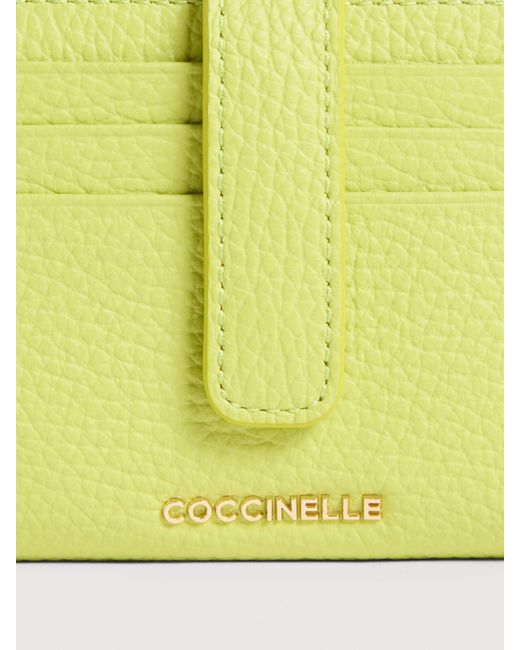 Coccinelle Yellow Small Grained Leather Wallet Metallic Medium