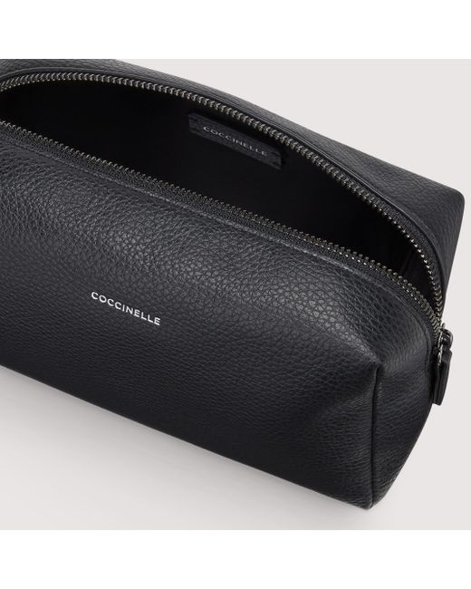 Coccinelle Black Grained Leather Beauty Case Smart To Go