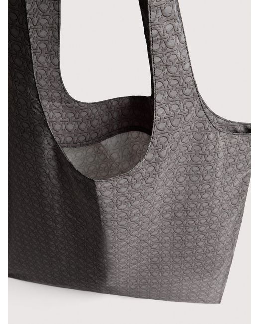 Coccinelle Gray Monogram Nylon And Nylon Tote Bag Smart To Go Beat Medium