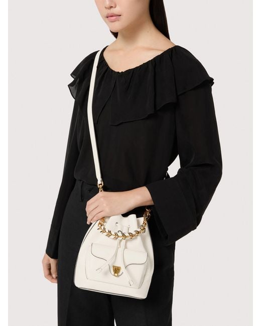 Coccinelle Red Grained Leather Bucket Bag Beat Generation Small