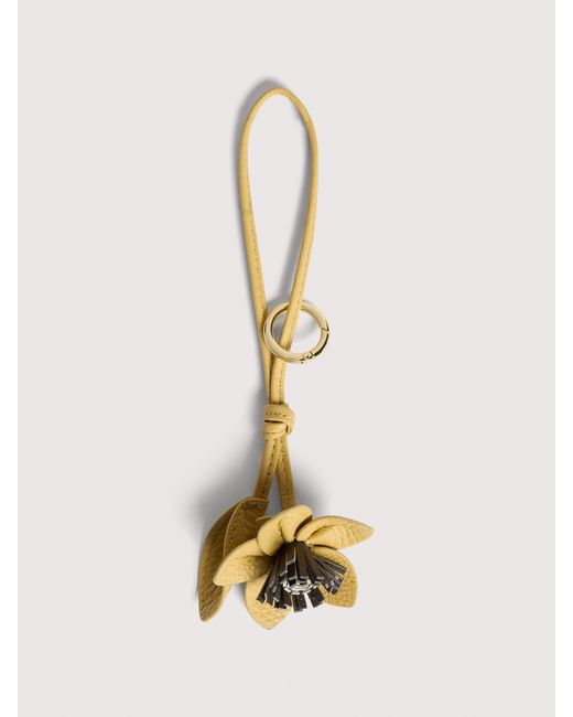 Coccinelle Natural Grained Leather Key Ring Flower