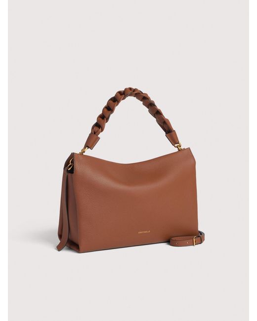 Coccinelle Brown Two-Sided Leather Shoulder Bag Boheme Medium