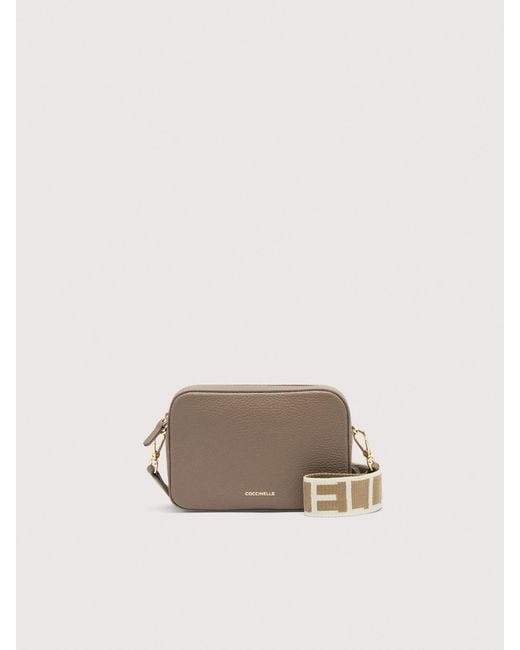 Coccinelle Natural Grained Leather Crossbody Bag Tebe Small