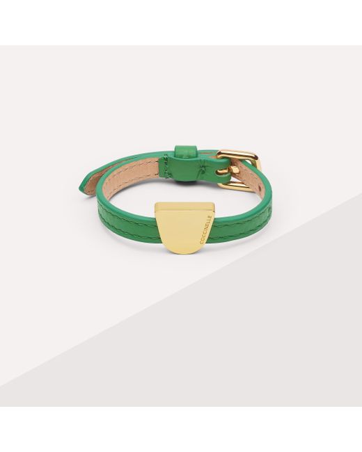 Coccinelle Green Grained Leather And Metal Bracelet Peggy