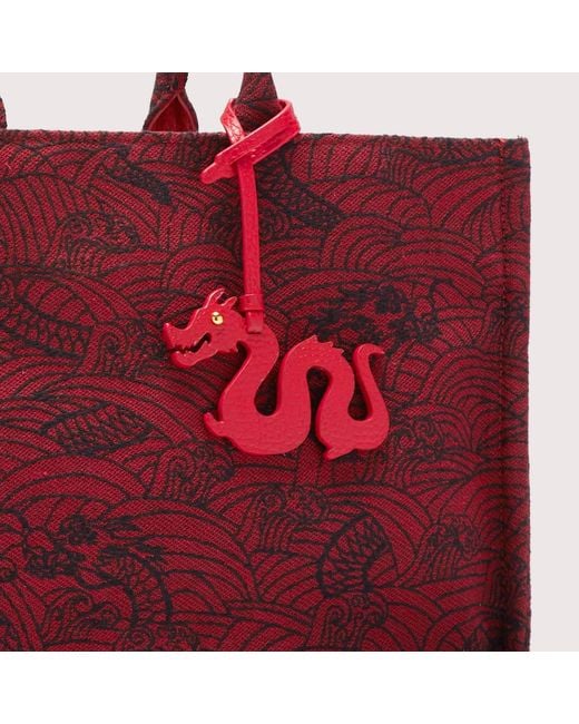 Coccinelle Red Lunar Print Jacquard Fabric Handbag Never Without Bag Lunar Jacquard Medium