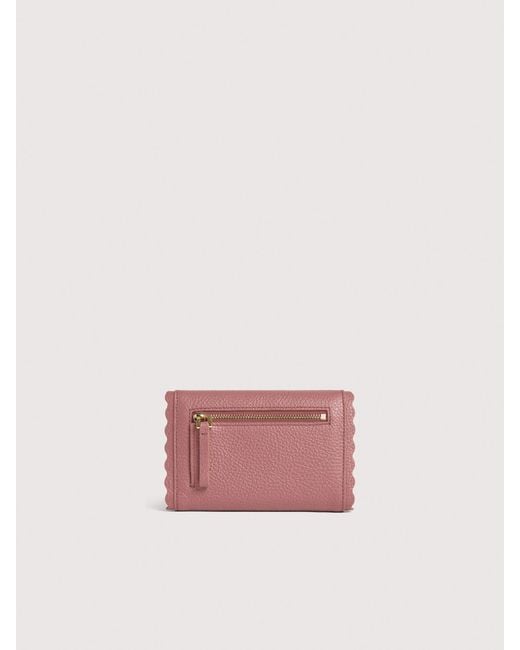 Coccinelle Pink Grained Leather Wallet Leather Lace Medium