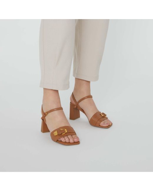 Coccinelle Brown Smooth Leather Heeled Sandals Magalù Smooth