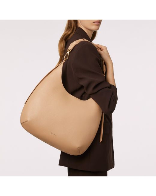 Coccinelle Natural Grained Leather Shoulder Bag chariot Medium