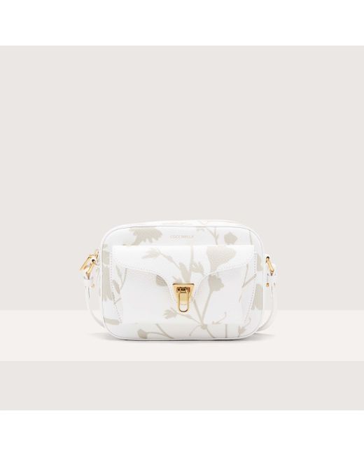 Coccinelle White Shadow Print Leather Crossbody Bag Beat Shadow Print Small