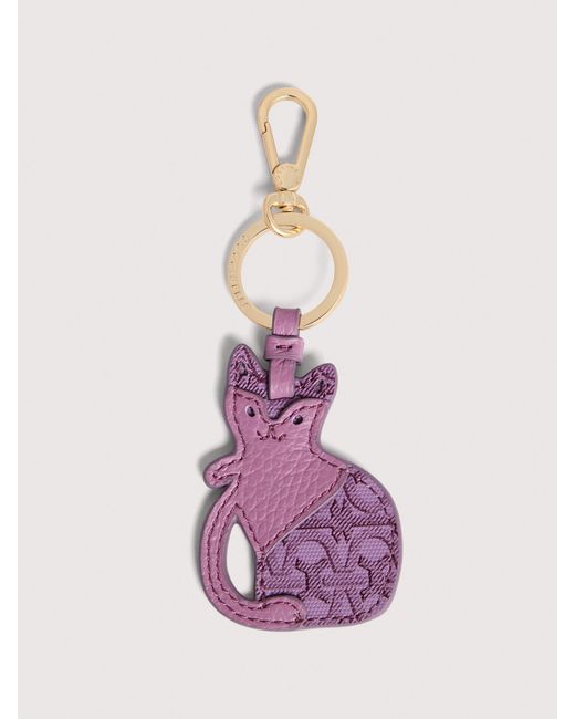 Coccinelle Pink Monogram Coated Canvas And Grained Leather Key Ring Pet Capsule