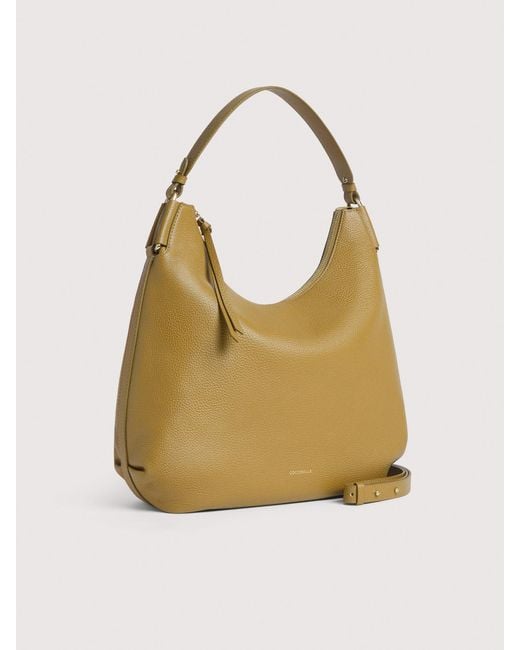 Coccinelle Natural Grained Leather Shoulder Bag Rebekka Medium