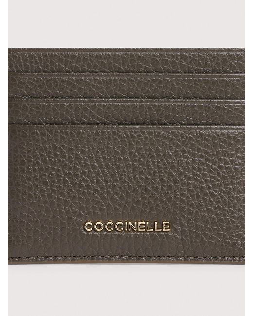 Coccinelle White Grainy Leather Card Holder Metallic Small