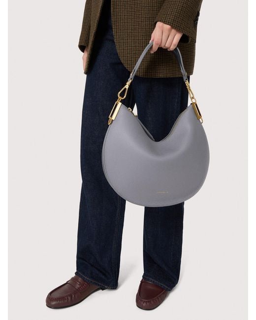 Coccinelle Gray Two-Sided Leather Shoulder Bag Sunup Medium