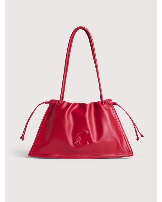 Coccinelle Red Smooth Leather Shoulder Bag Dulse Medium