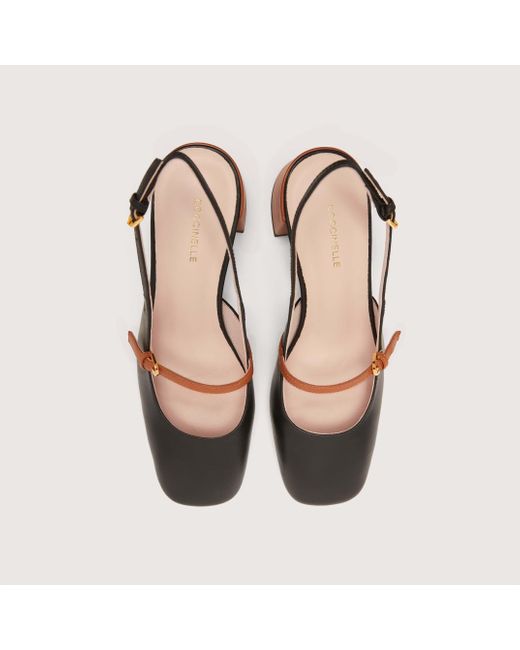 Coccinelle Brown Smooth Leather Slingbacks With Heel Magalù Bicolor