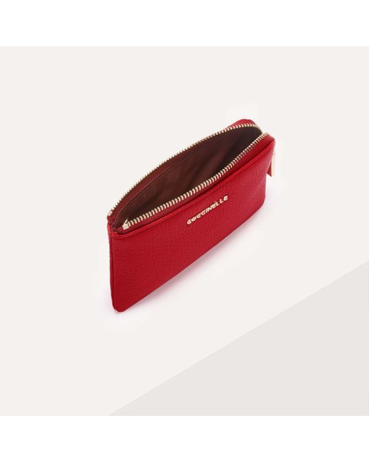 Coccinelle Red Geldbörse aus genarbtem Leder Metallic Soft