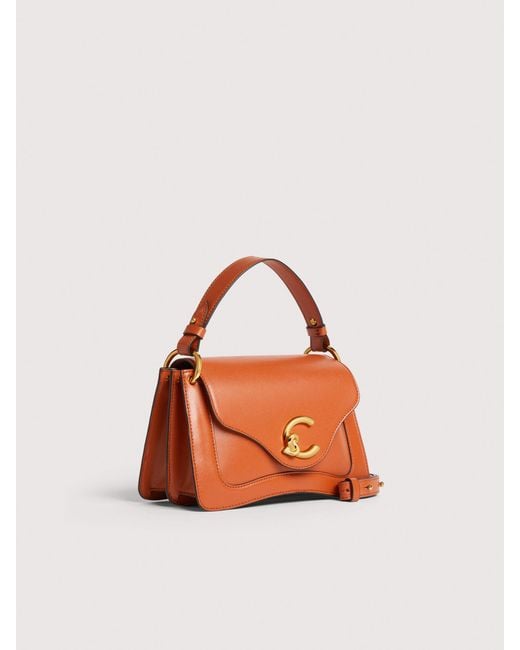 Coccinelle Orange Smooth Calf Leather Handbag C-Me Small