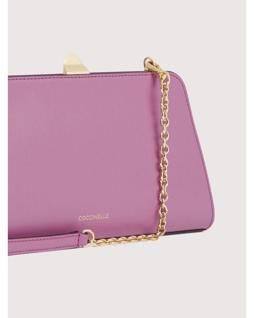 Coccinelle Pink Smooth Calf Leather Clutch Bag Liv Small