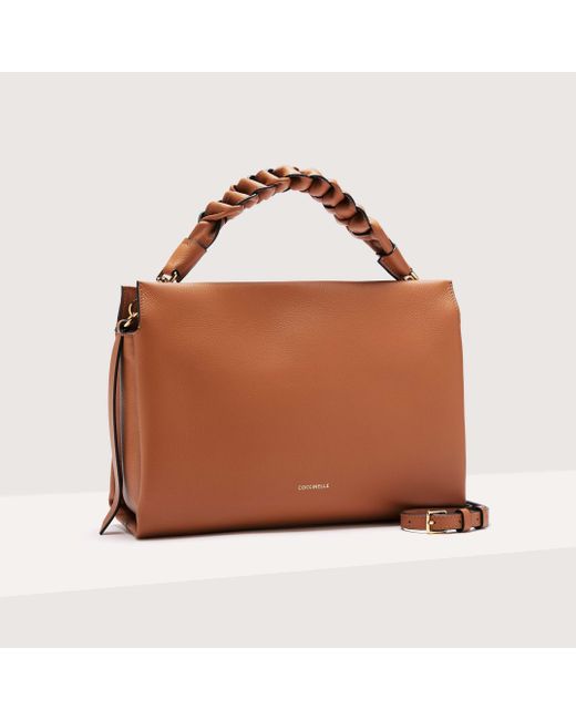 Coccinelle Brown Two-Sided Leather Shoulder Bag Boheme Medium