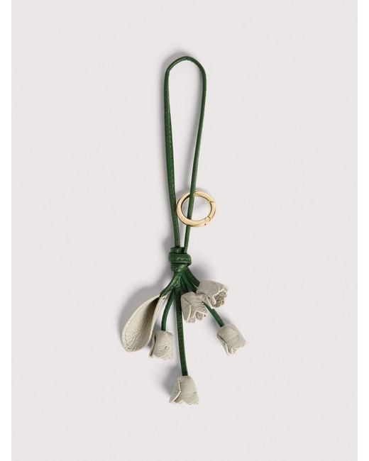 Coccinelle Natural Grained Leather Key Ring Flower