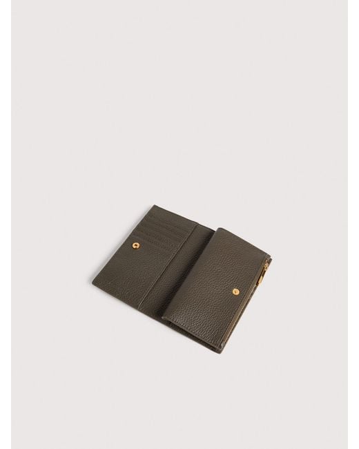 Coccinelle Natural Grained Leather Wallet With Patchwork Vichy Detailing Metallic Large