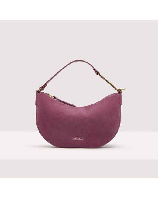 Coccinelle Purple Suede Shoulder Bag Priscilla Suede Droplet Small