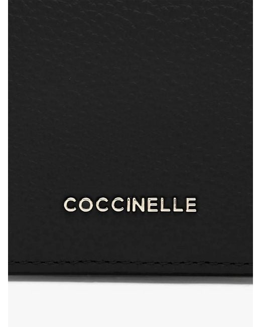 Coccinelle Black Small Grainy Leather Purse Metallic Small