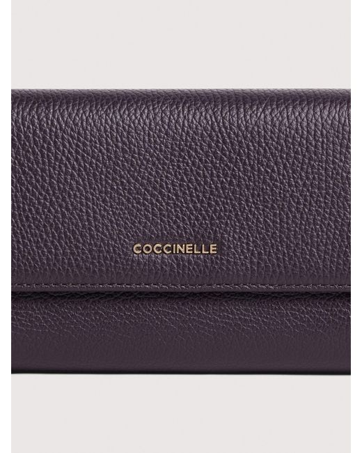 Coccinelle Multicolor Large Grainy Leather Purse Metallic Soft