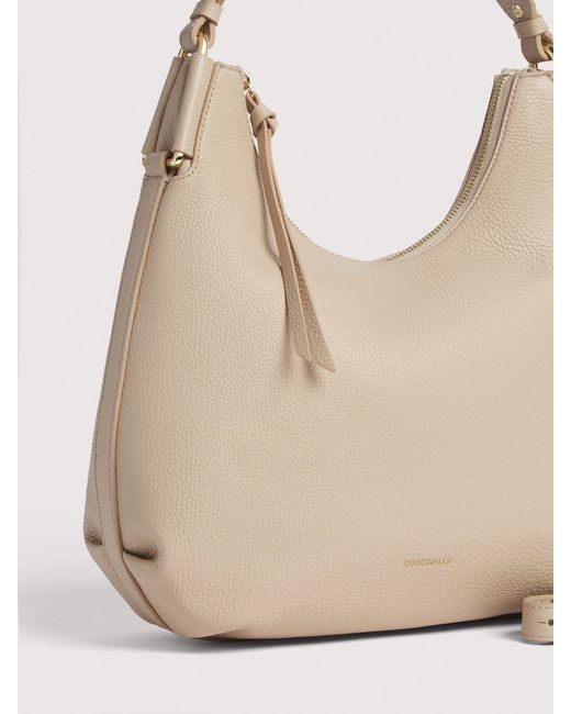 Coccinelle Natural Grained Leather Shoulder Bag Rebekka Small