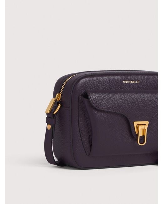 Coccinelle Blue Grainy Leather Crossbody Bag Beat Soft Small