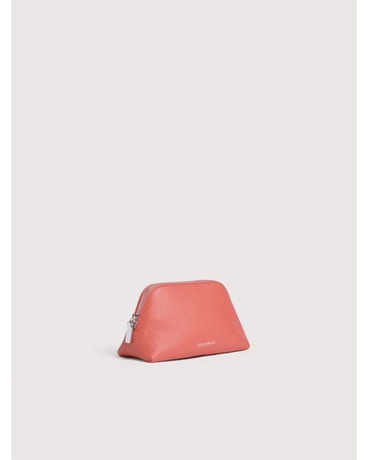Coccinelle Pink Grained Leather Make-Up Bag Helga Small