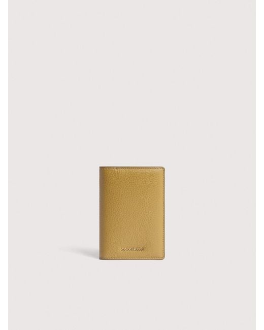 Coccinelle Natural Grained Leather Passport Holder Metallic Medium