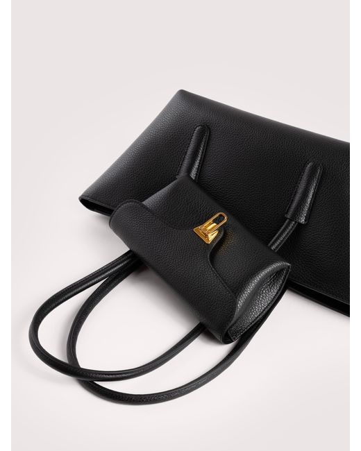 Coccinelle Natural Grained Leather Tote Bag Double Beat Medium