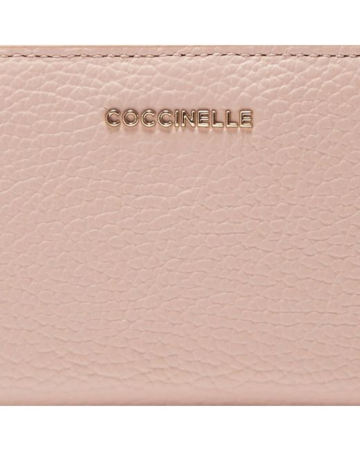Coccinelle Pink Small Grained Leather Wallet Metallic Soft