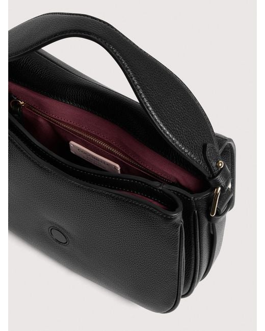 Coccinelle Black Micro Grained Leather Handbag Mavery Medium