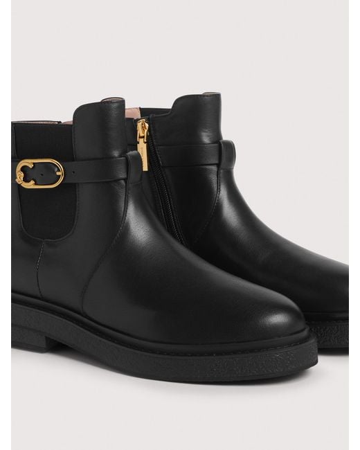 Coccinelle Black Vintage-Effect Leather Ankle Boots C-Saddle